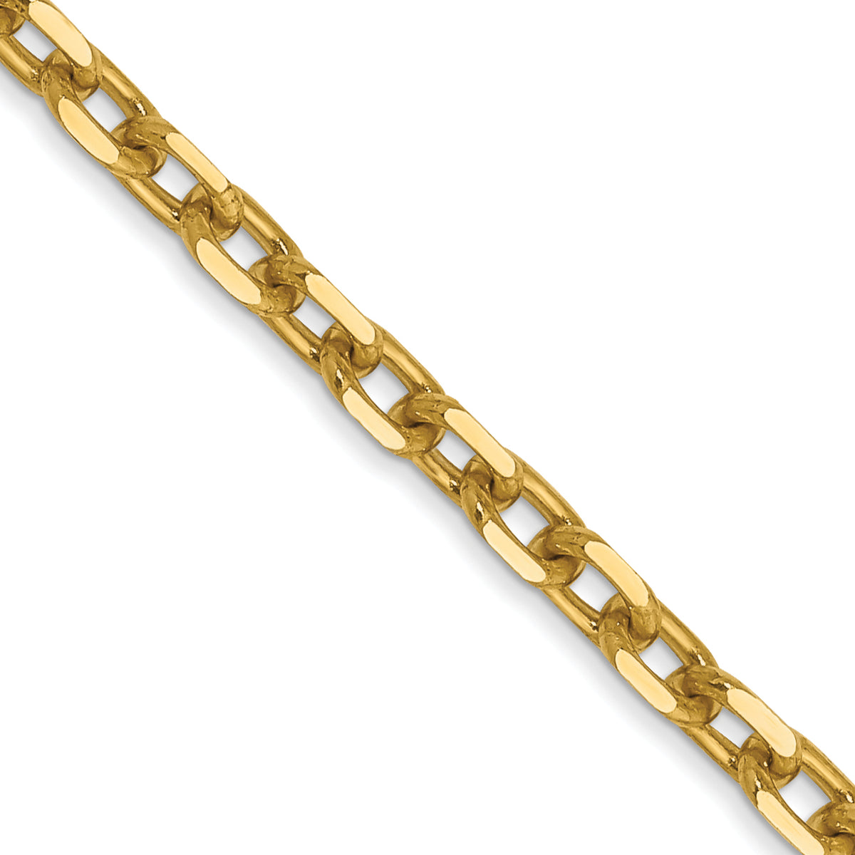 Gold (10K & 14K) Diamond-Cut Round Open Link Cable Chain - 14k Yellow Gold / 16 in / 3 mm