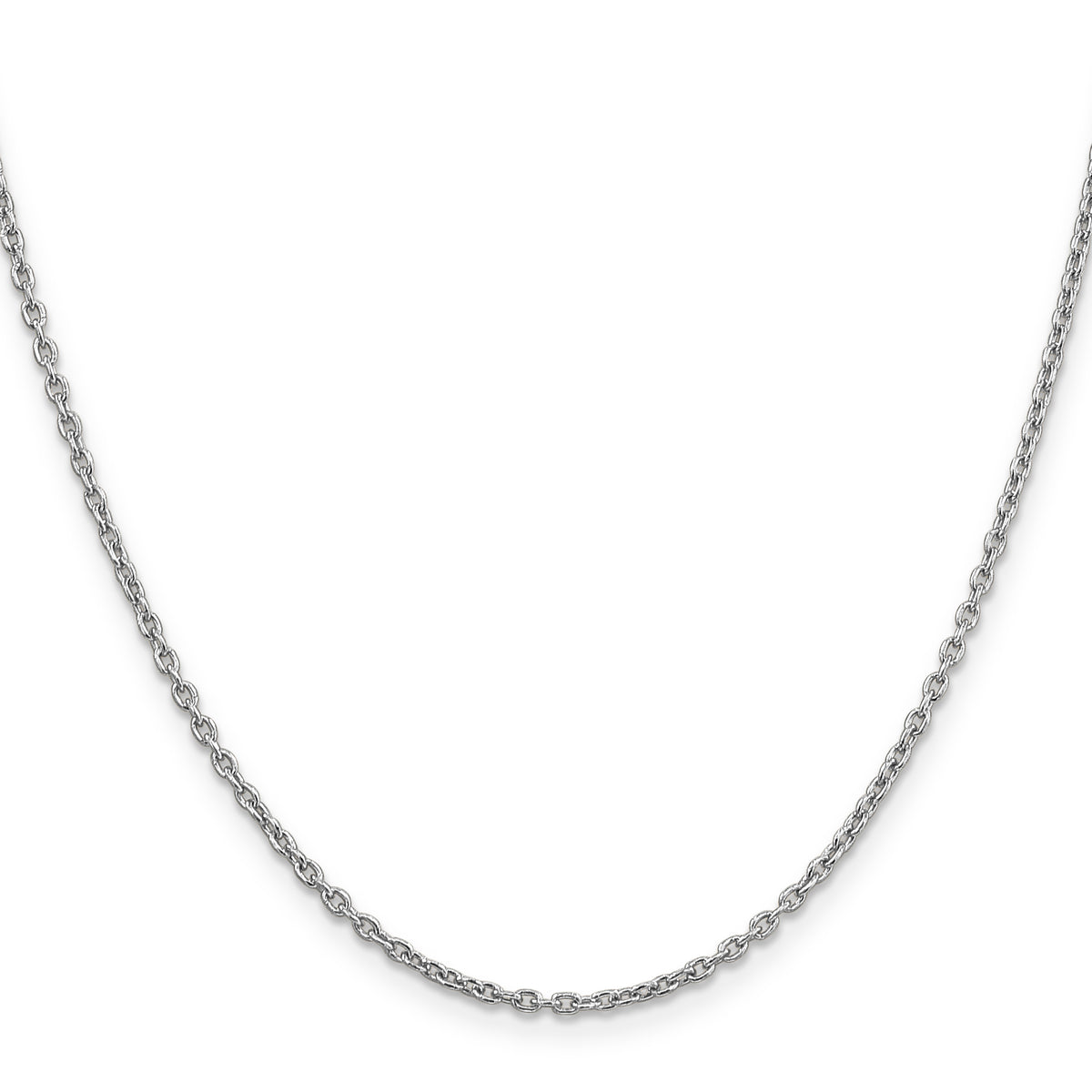 Gold (10K & 14K) Round Open Link Cable Chain - 14k White Gold / 16 in / 2 mm