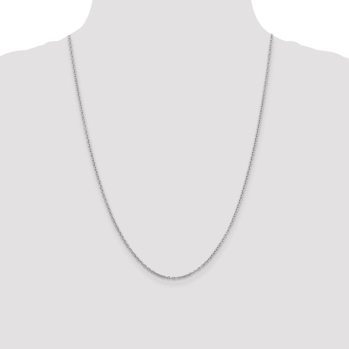 Gold (10K & 14K) Round Open Link Cable Chain - 14k White Gold / 24 in / 2 mm