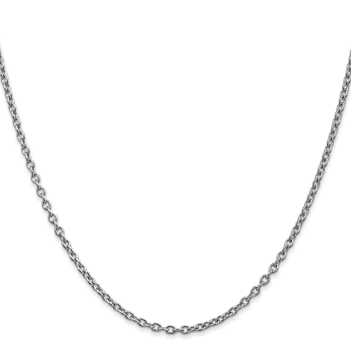 Gold (10K & 14K) Round Open Link Cable Chain - 14k White Gold / 16 in / 2.4 mm