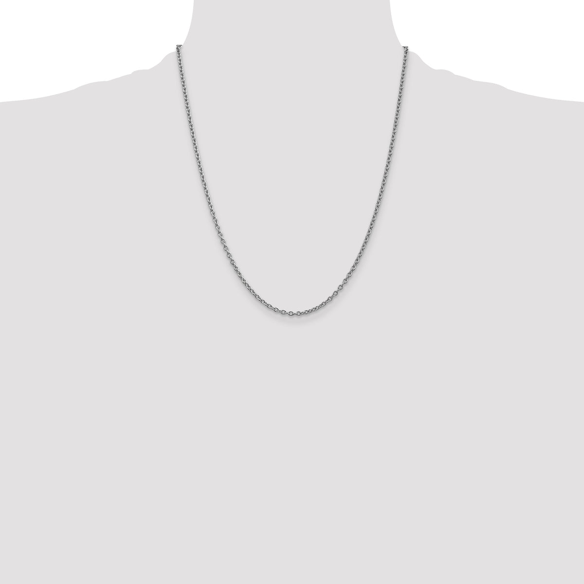 Gold (10K & 14K) Round Open Link Cable Chain - 14k White Gold / 22 in / 2.4 mm