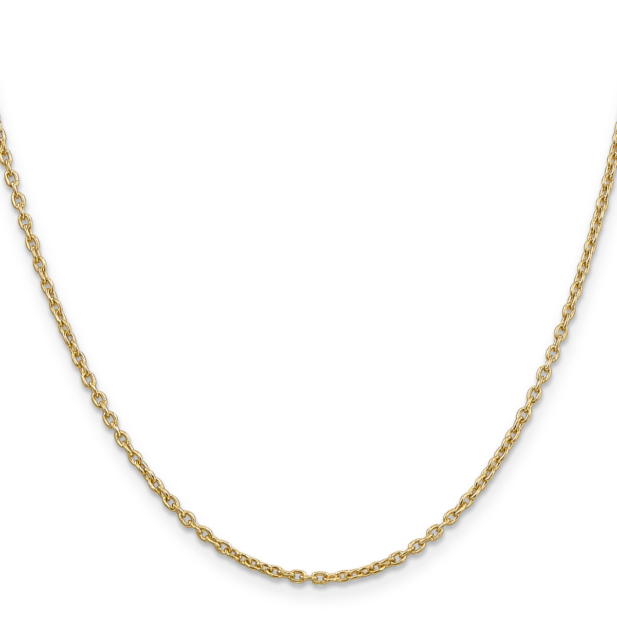 Gold (10K & 14K) Round Open Link Cable Chain - 14k Yellow Gold / 16 in / 2 mm
