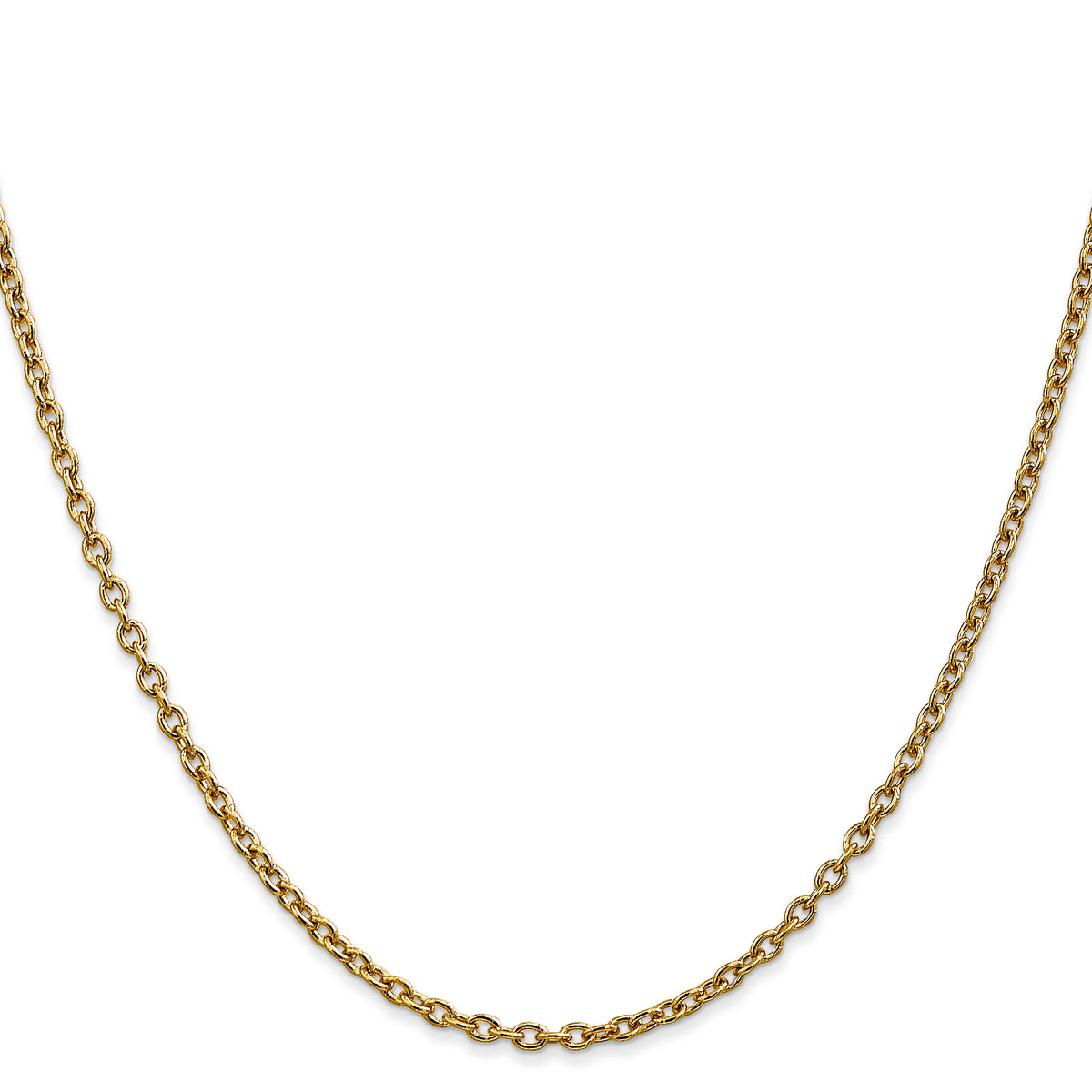 Gold (10K & 14K) Round Open Link Cable Chain - 14k Yellow Gold / 16 in / 2.4 mm