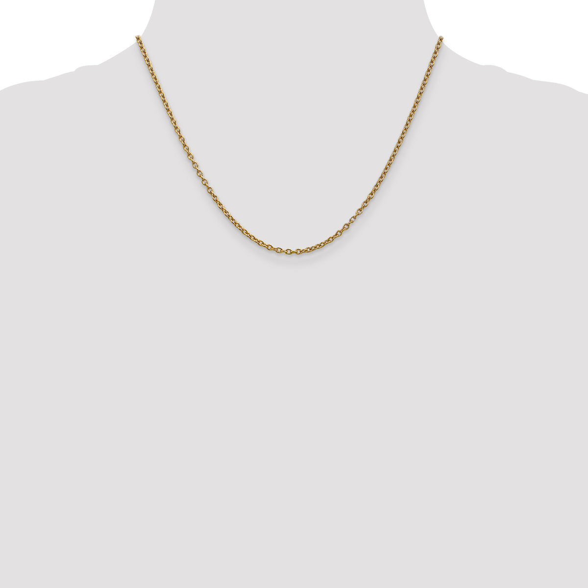 Gold (10K & 14K) Round Open Link Cable Chain - 14k Yellow Gold / 18 in / 2.4 mm