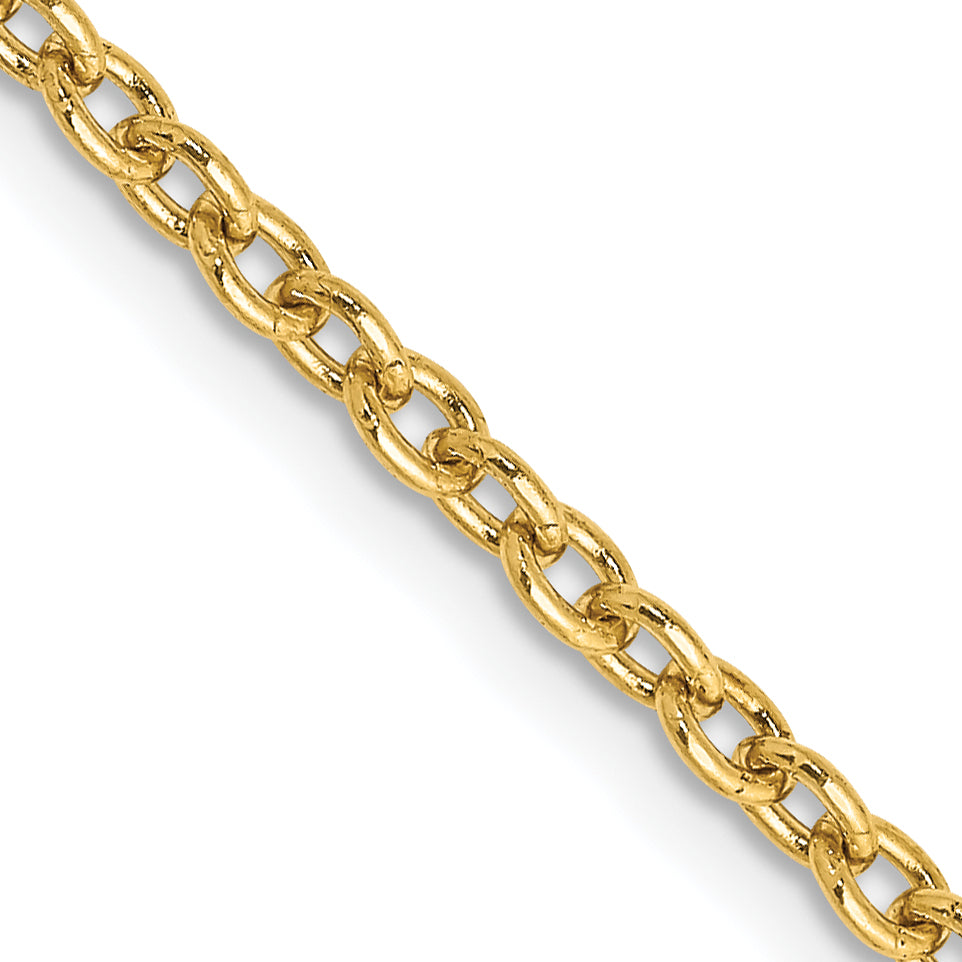 Gold (10K & 14K) Round Open Link Cable Chain - 14k Yellow Gold / 16 in / 2.4 mm