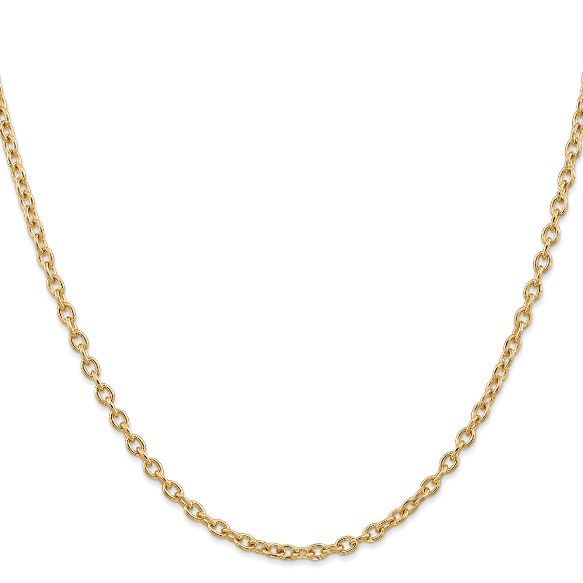Gold (10K & 14K) Round Open Link Cable Chain - 14k Yellow Gold / 16 in / 3.2 mm