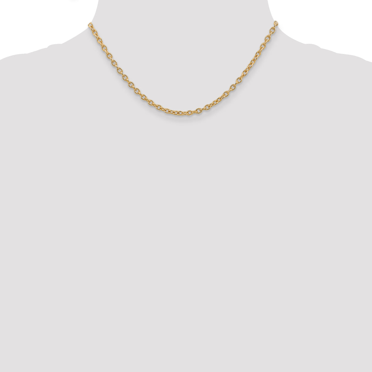 Gold (10K & 14K) Round Open Link Cable Chain - 14k Yellow Gold / 16 in / 3.2 mm