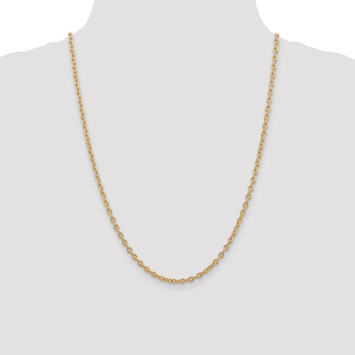 Gold (10K & 14K) Round Open Link Cable Chain - 14k Yellow Gold / 24 in / 3.2 mm