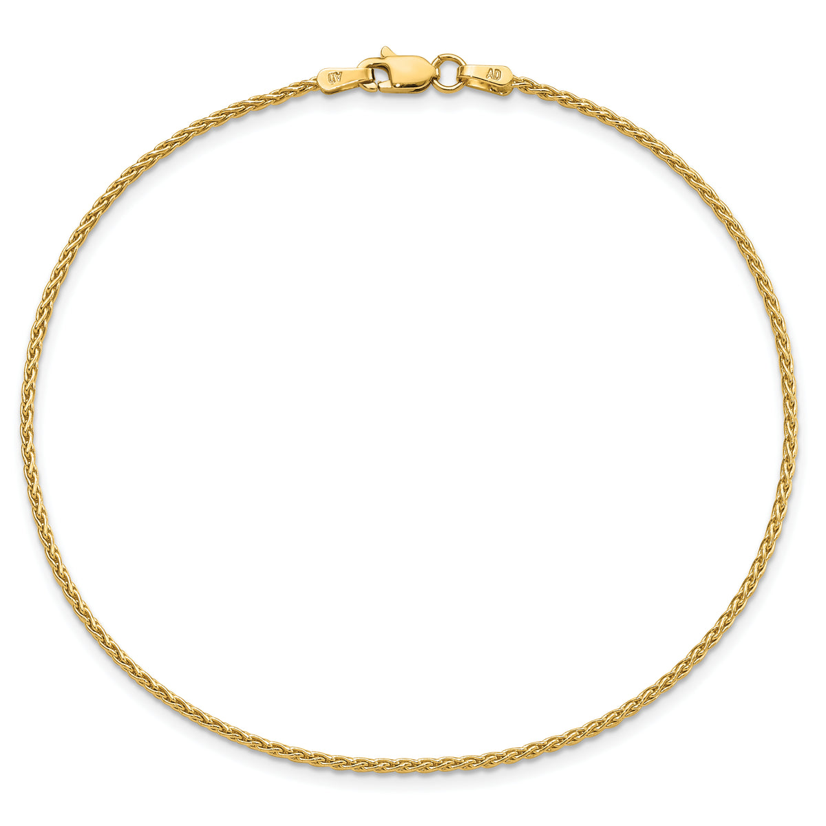 Gold (10K & 14K) Parisian Wheat Chain Anklet - 14k Yellow Gold / 9 in / 1.5 mm