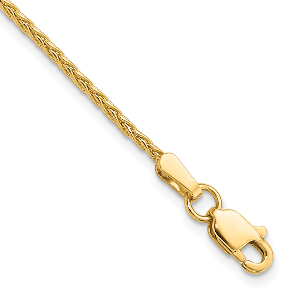 Gold (10K & 14K) Parisian Wheat Chain Anklet - 14k Yellow Gold / 9 in / 1.5 mm
