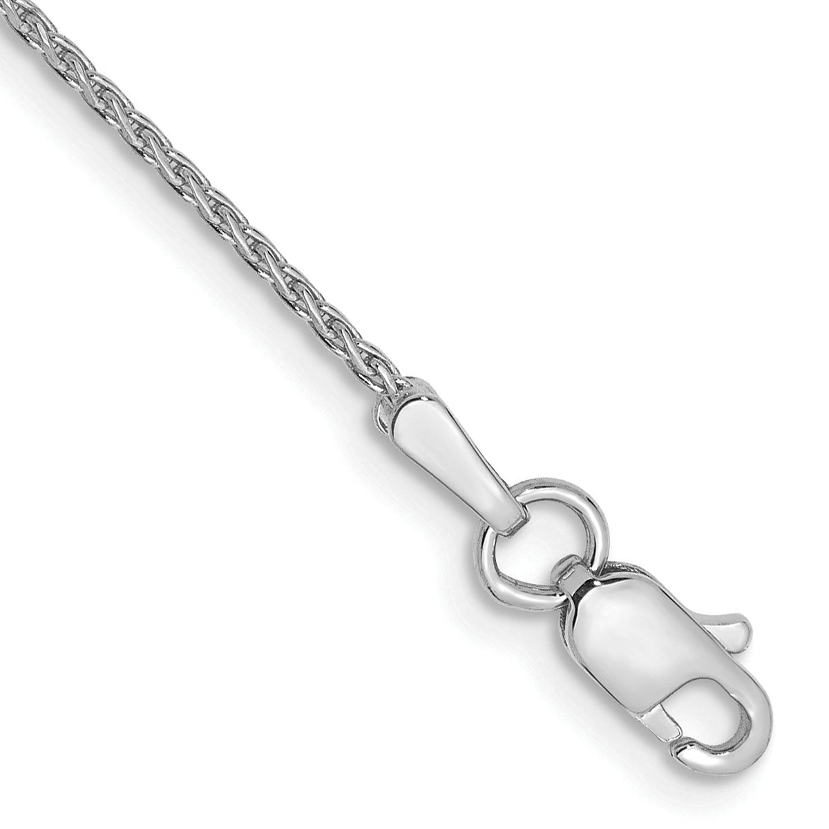 Gold (14K) Diamond-Cut Parisian Wheat Chain Anklet - 14k White Gold / 9 in / 1 mm