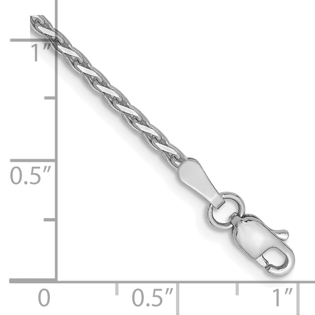 Gold (14K) Diamond-Cut Parisian Wheat Chain Bracelet - 14k White Gold / 7 in / 1.6 mm