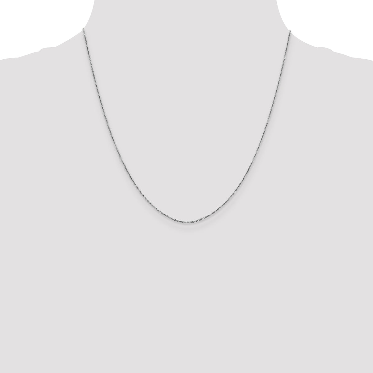 Gold (10K & 14K) Diamond-Cut Round Open Link Cable Chain - 14k White Gold / 20 in / 0.9 mm