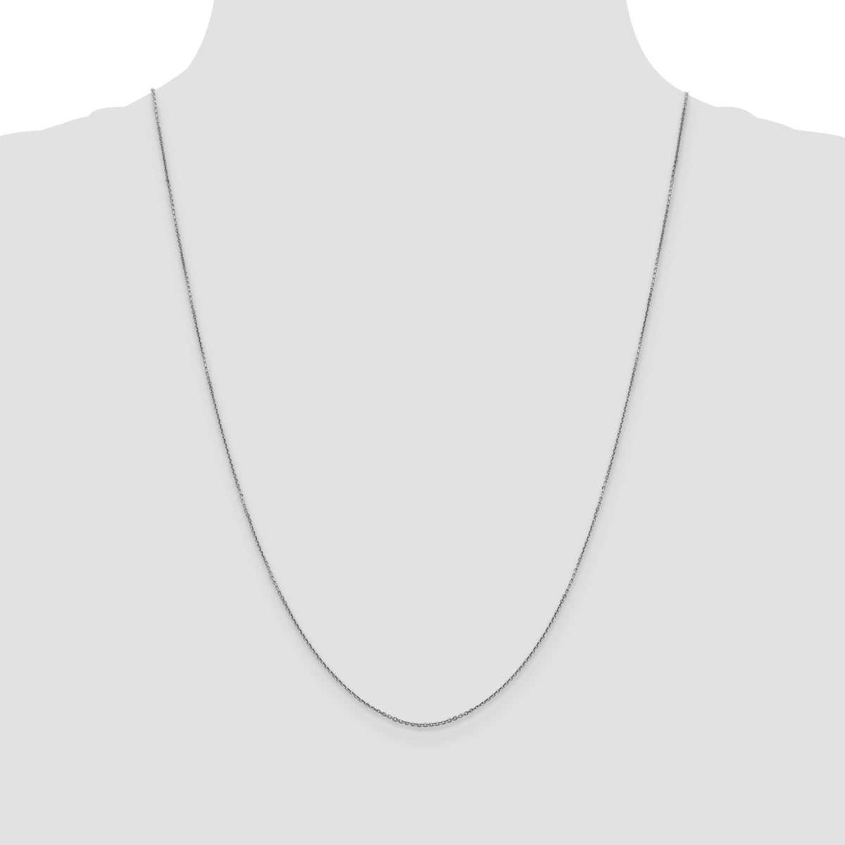 Gold (10K & 14K) Diamond-Cut Round Open Link Cable Chain - 14k White Gold / 24 in / 0.9 mm
