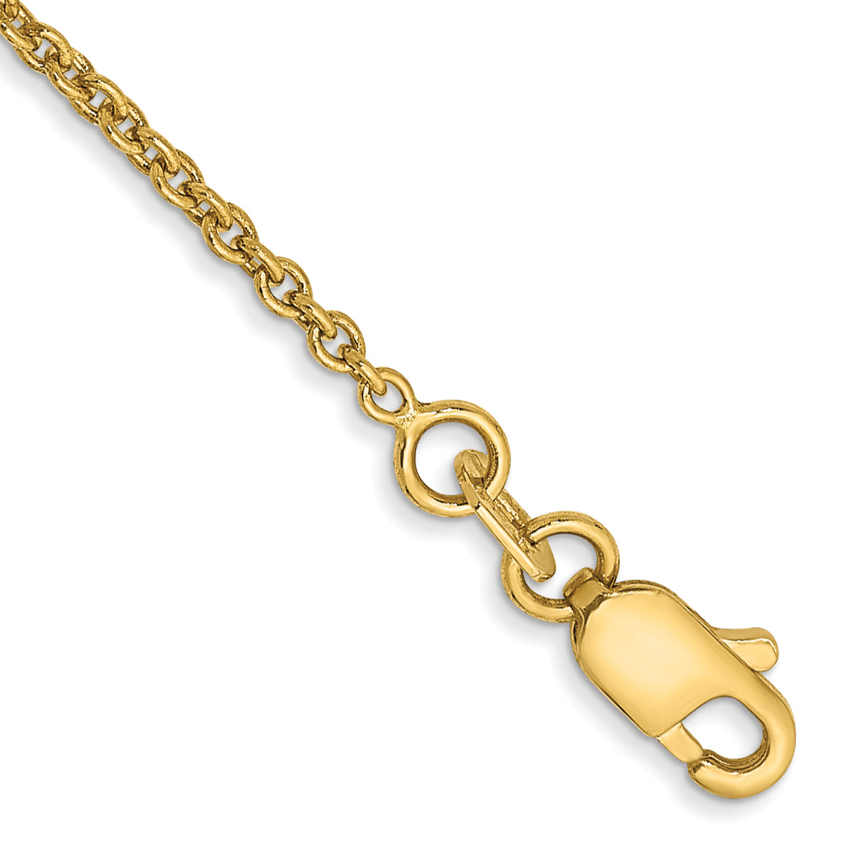 Gold (10K & 14K) Forzantina Cable Chain Anklet - 14k Yellow Gold / 9 in / 1.4 mm