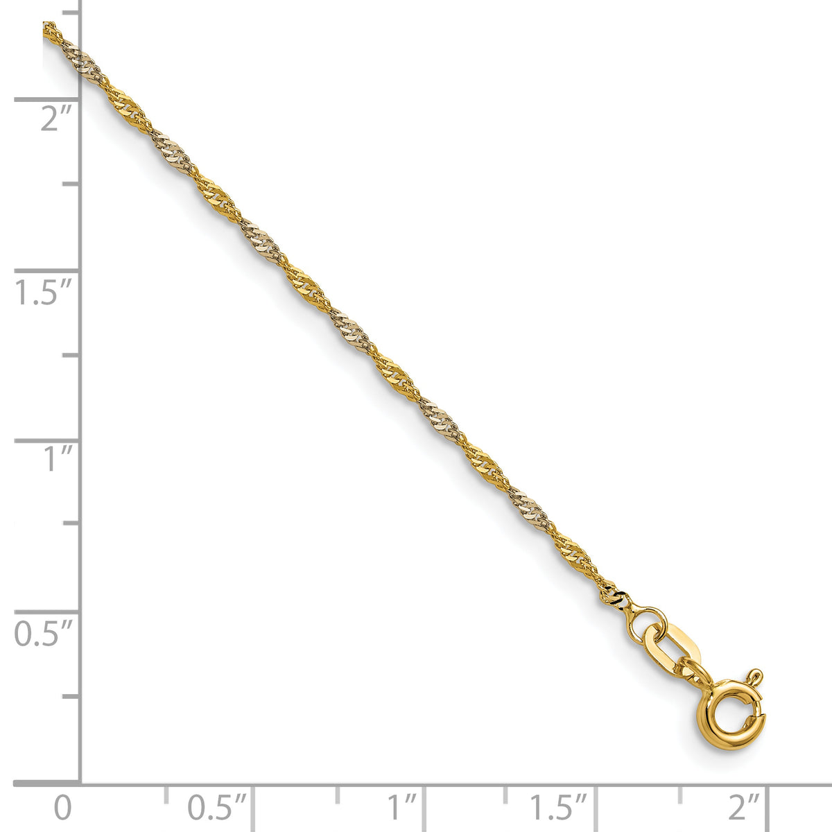 Gold (10K & 14K) Singapore Chain - 14k Gold with White Rhodium / 20 in / 1.4 mm