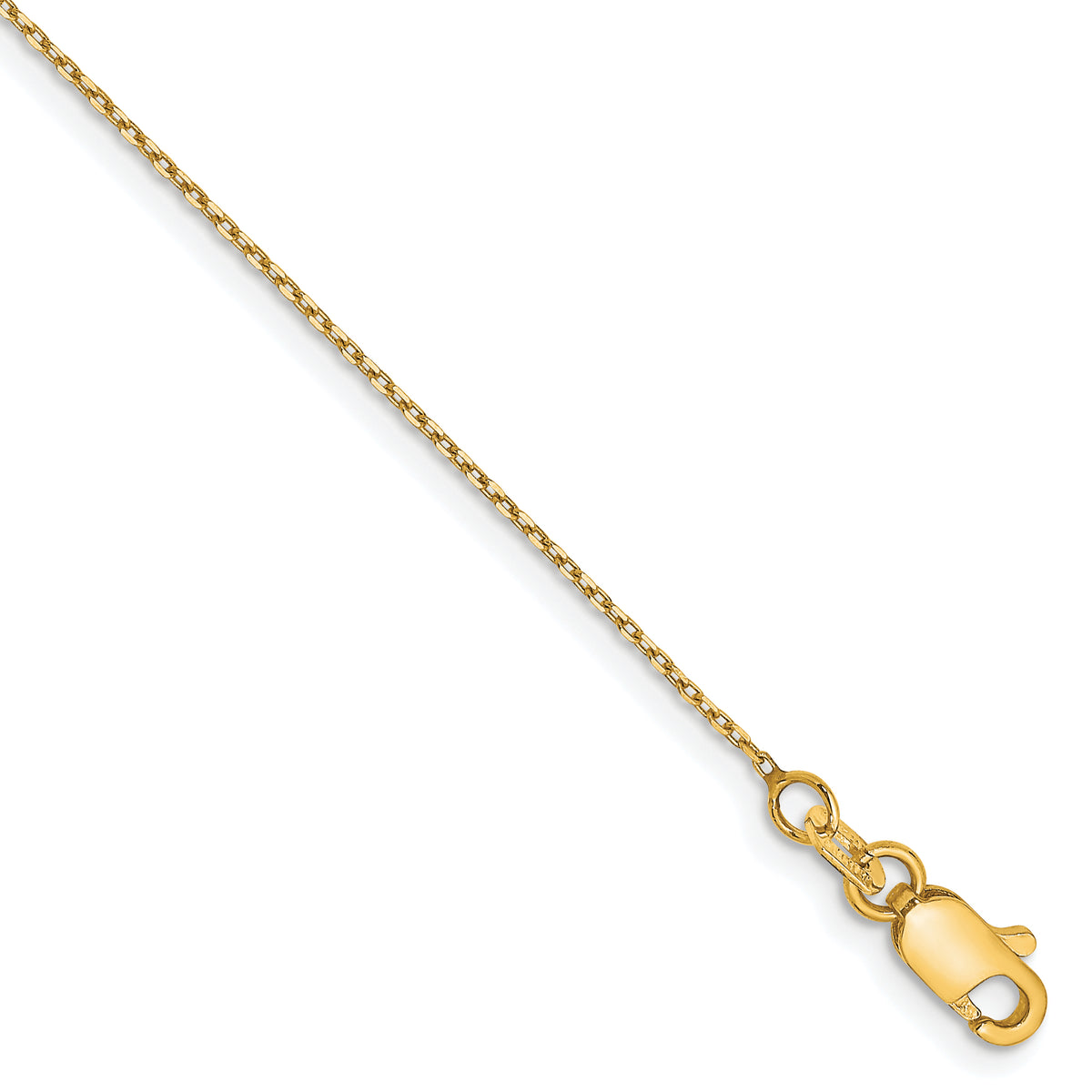 Gold (14K) Diamond-cut Forzantine Cable Chain Anklet - 14k Yellow Gold / 10 in / 0.8 mm