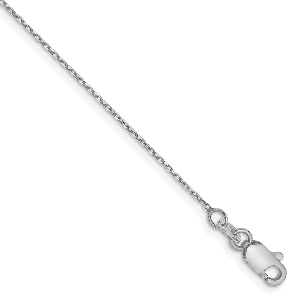 Gold (14K) Diamond-cut Forzantine Cable Chain Anklet - 14k White Gold / 10 in / 0.8 mm