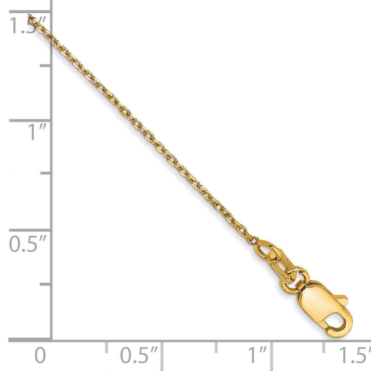 Gold (14K) Diamond-cut Forzantine Cable Chain Anklet - 14k Yellow Gold / 10 in / 1 mm