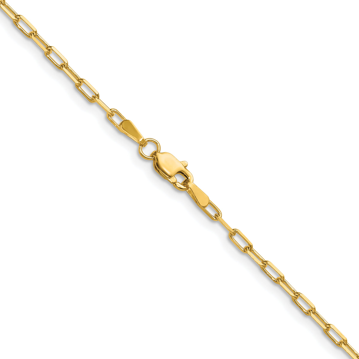 Gold (14K) Solid Beveled Paperclip Link Chain - 14k Yellow Gold / 16 in / 2.1 mm