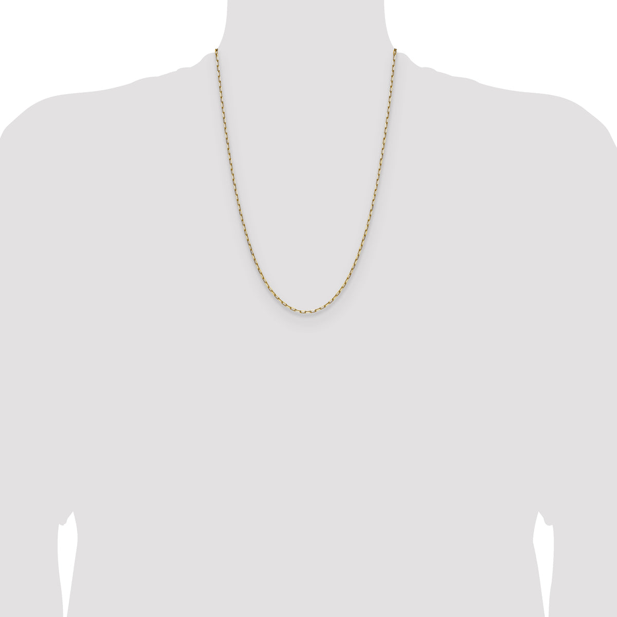 Gold (14K) Solid Beveled Paperclip Link Chain - 14k Yellow Gold / 24 in / 2.1 mm