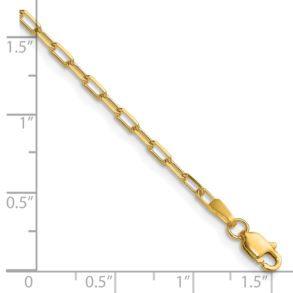 Gold (14K) Solid Beveled Paperclip Link Chain Bracelet - 14k Yellow Gold / 7 in / 2.1 mm