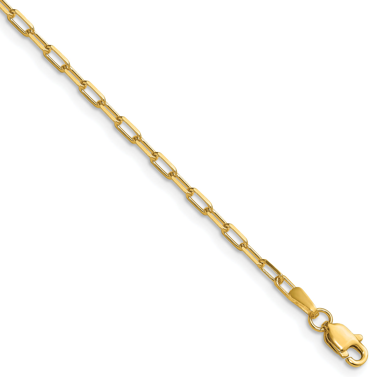 Gold (14K) Solid Beveled Paperclip Link Chain - 14k Yellow Gold / 16 in / 2.1 mm