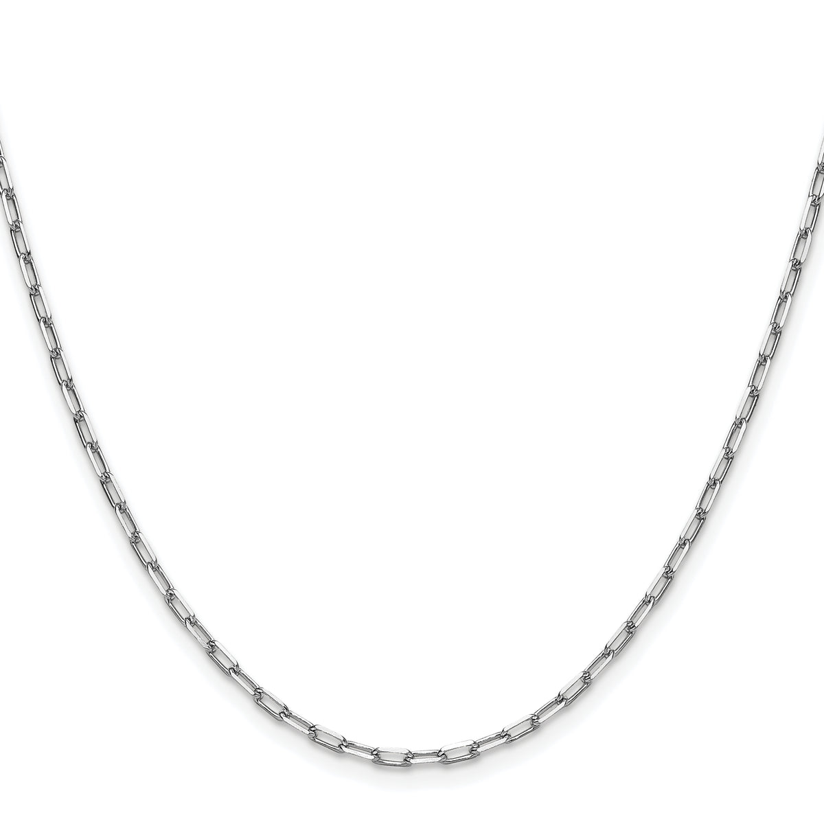 Gold (14K) Solid Beveled Paperclip Link Chain - 14k White Gold / 16 in / 2.1 mm