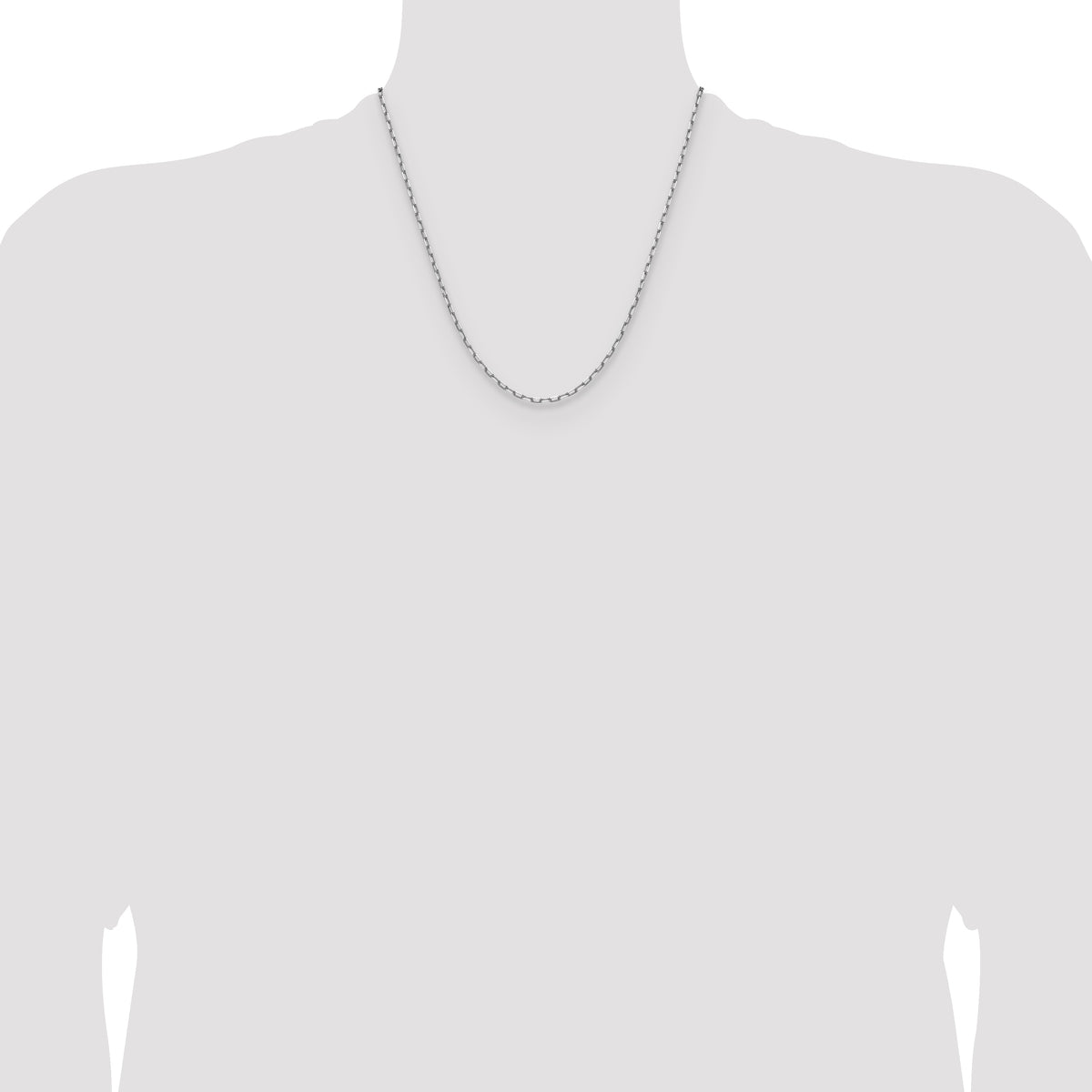 Gold (14K) Solid Beveled Paperclip Link Chain - 14k White Gold / 20 in / 2.1 mm