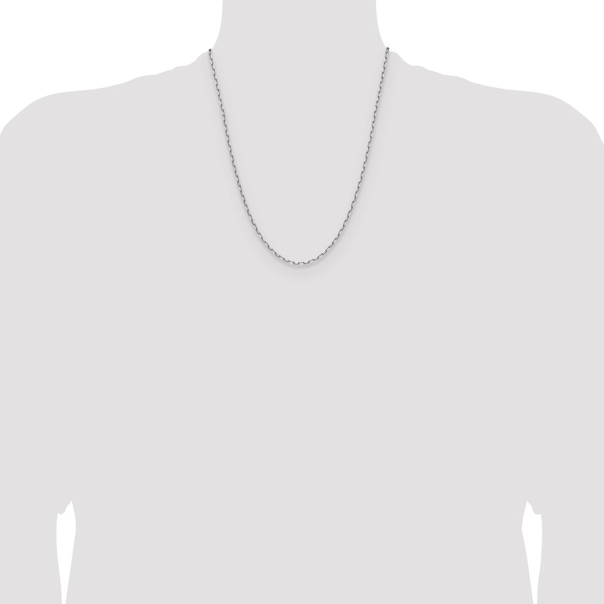 Gold (14K) Solid Beveled Paperclip Link Chain - 14k White Gold / 22 in / 2.1 mm