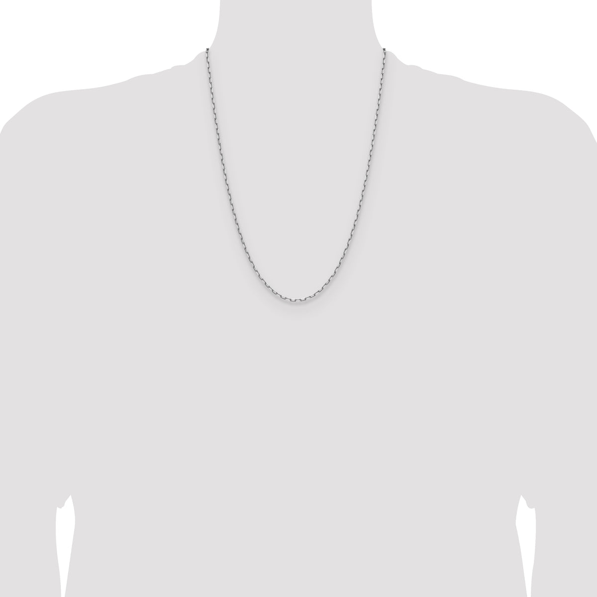 Gold (14K) Solid Beveled Paperclip Link Chain - 14k White Gold / 24 in / 2.1 mm