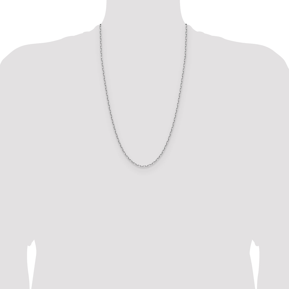 Gold (14K) Solid Beveled Paperclip Link Chain - 14k White Gold / 26 in / 2.1 mm