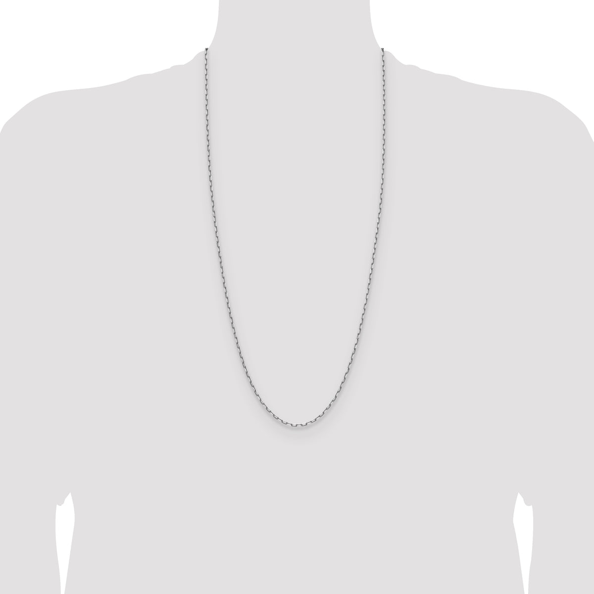 Gold (14K) Solid Beveled Paperclip Link Chain - 14k White Gold / 30 in / 2.1 mm