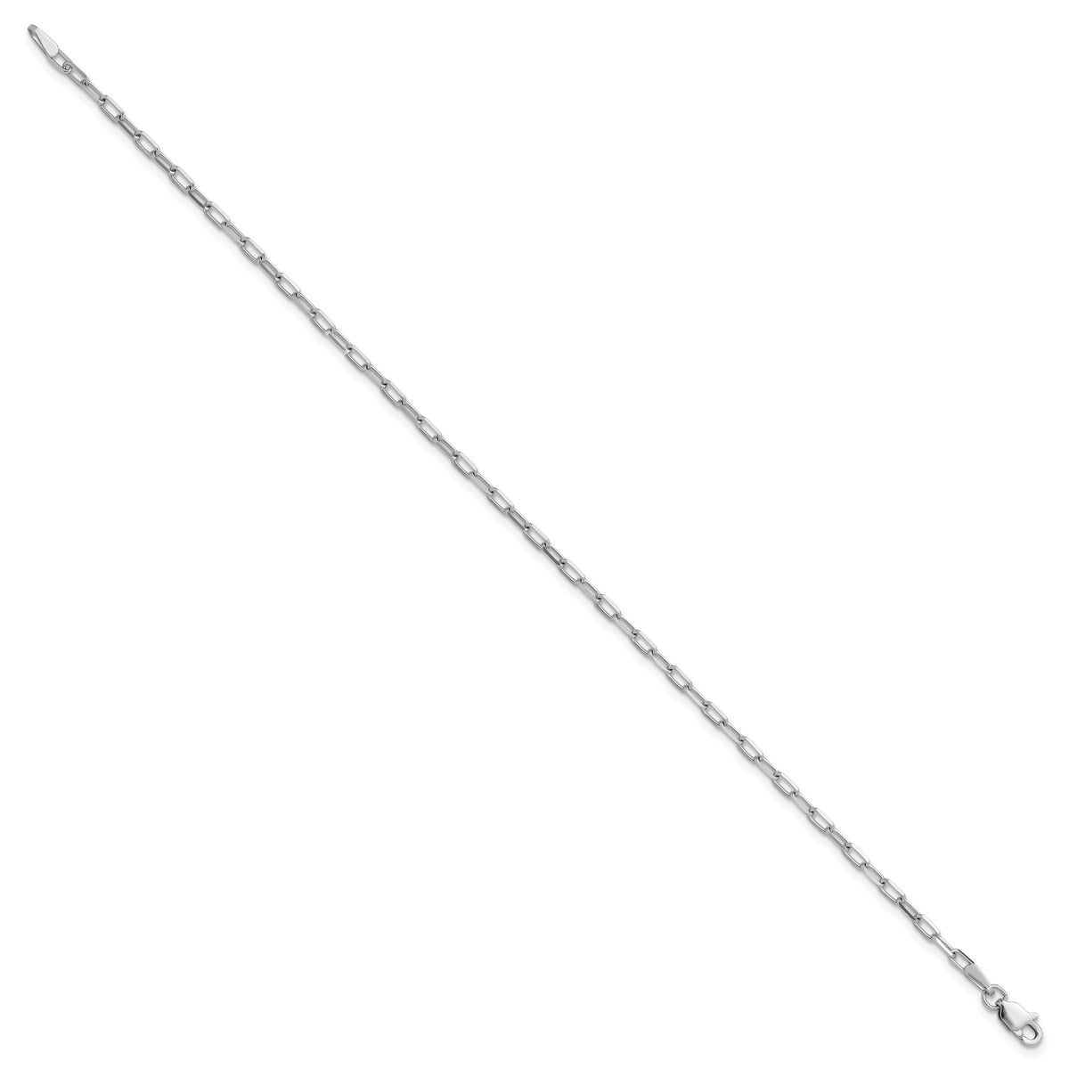 Gold (14K) Solid Beveled Paperclip Link Chain Anklet - 14k White Gold#14k White Gold