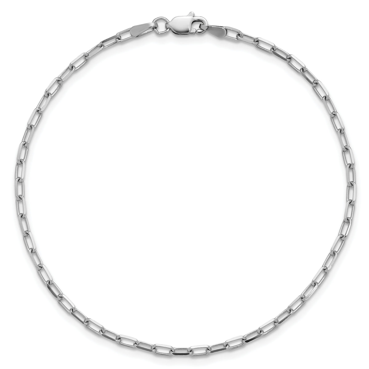 Gold (14K) Solid Beveled Paperclip Link Chain Bracelet - 14k White Gold / 7 in / 2.1 mm