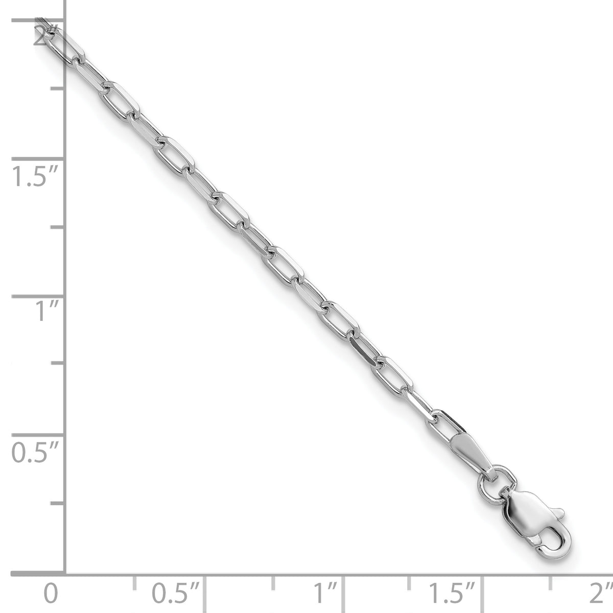Gold (14K) Solid Beveled Paperclip Link Chain Anklet - 14k White Gold
