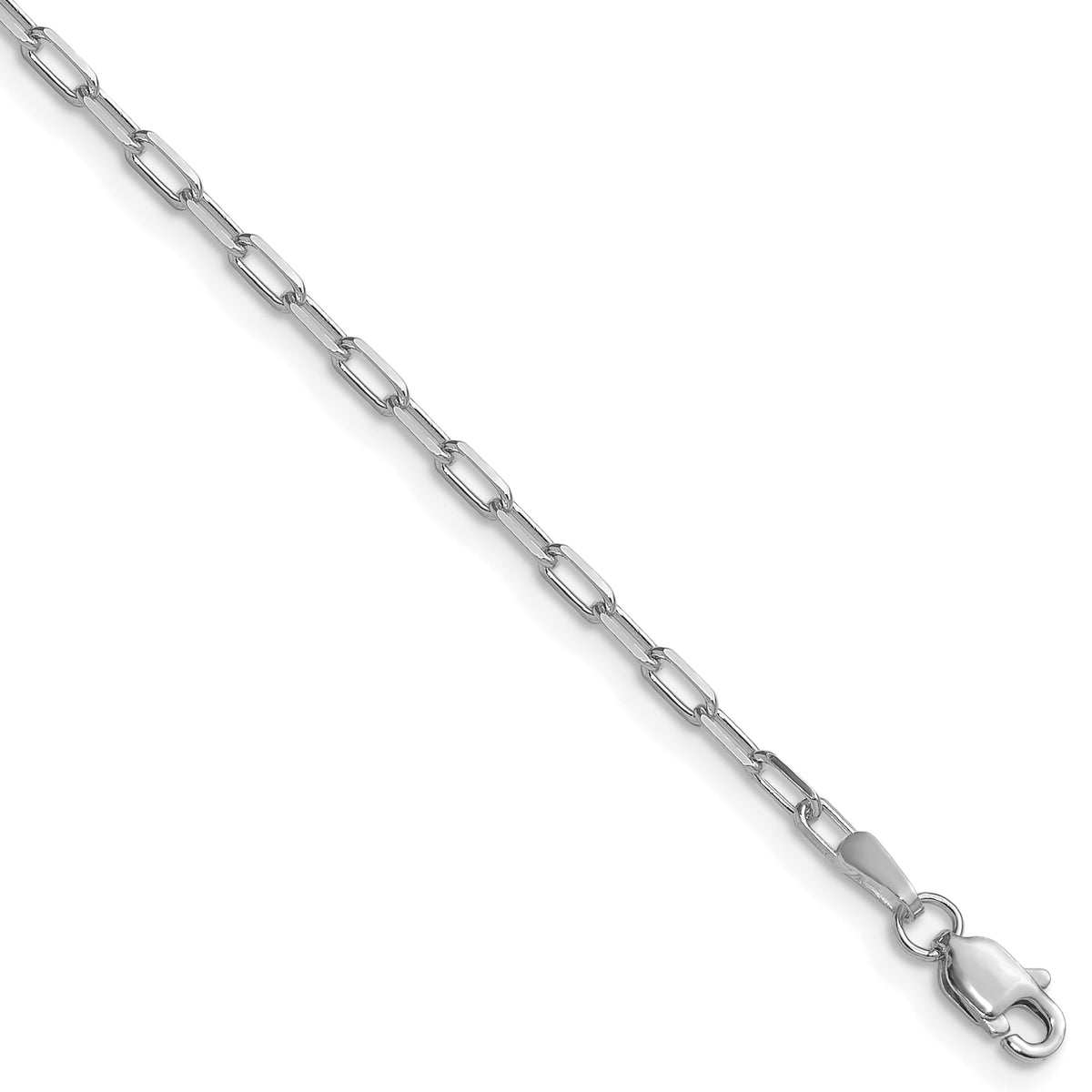 Gold (14K) Solid Beveled Paperclip Link Chain - 14k White Gold / 16 in / 2.1 mm