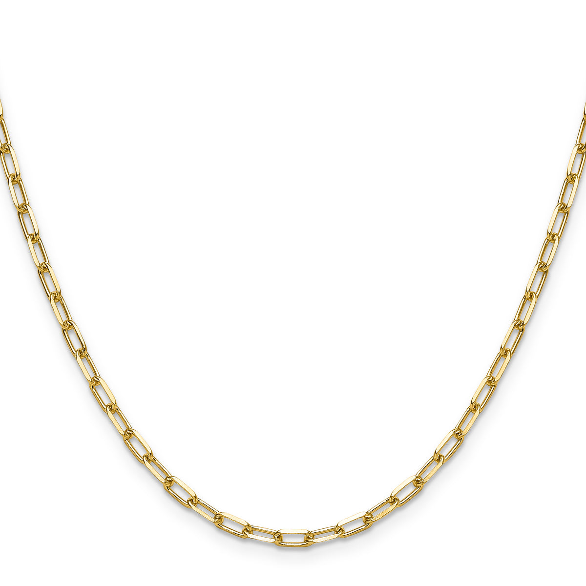 Gold (14K) Solid Beveled Paperclip Link Chain - 14k Yellow Gold / 16 in / 3 mm