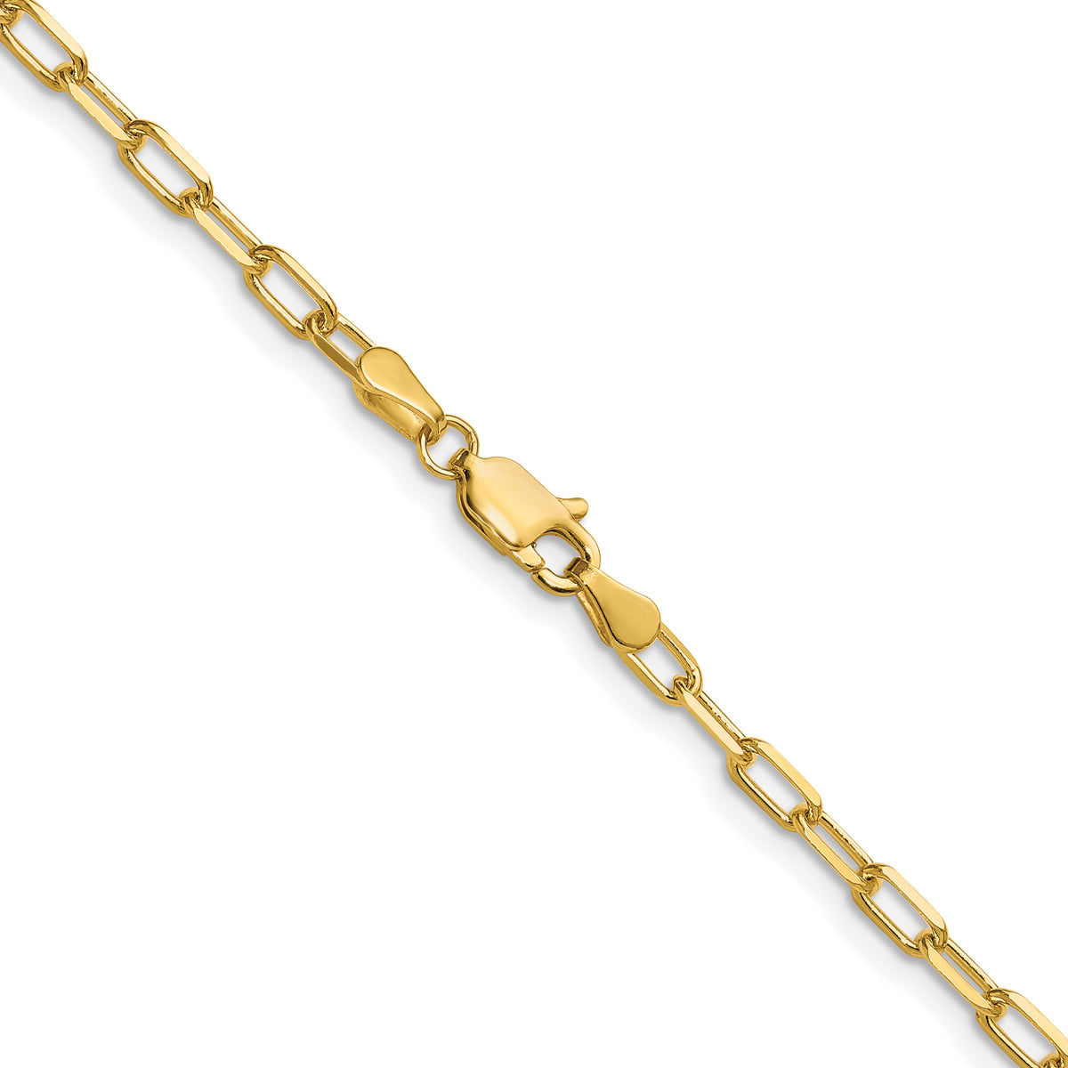 Gold (14K) Solid Beveled Paperclip Link Chain - 14k Yellow Gold / 16 in / 3 mm