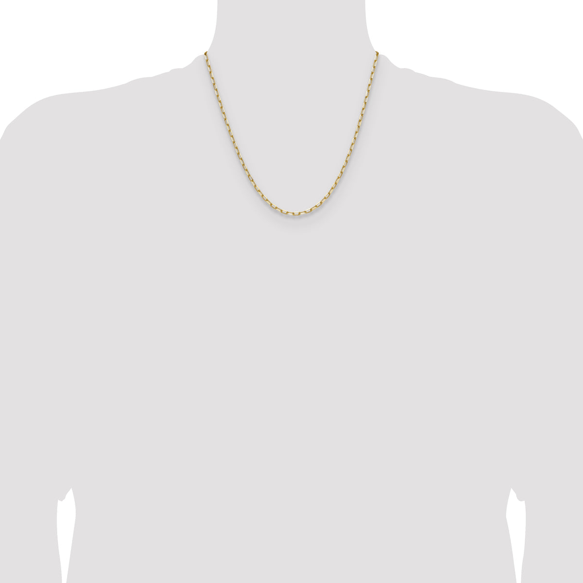 Gold (14K) Solid Beveled Paperclip Link Chain - 14k Yellow Gold / 20 in / 3 mm
