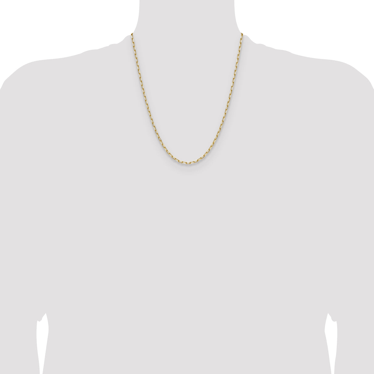 Gold (14K) Solid Beveled Paperclip Link Chain - 14k Yellow Gold / 22 in / 3 mm