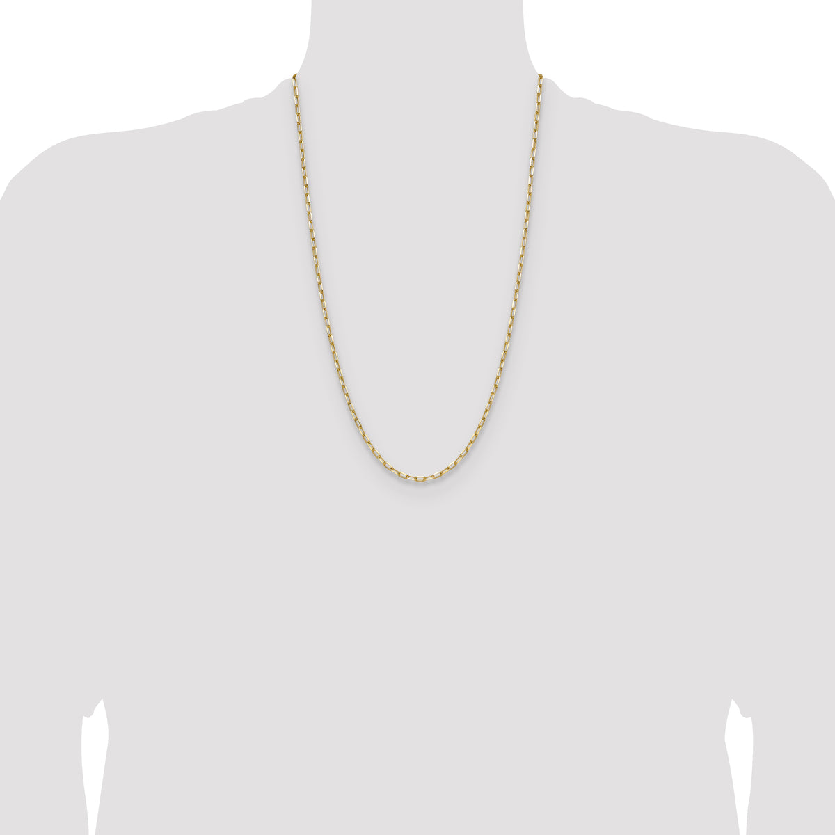 Gold (14K) Solid Beveled Paperclip Link Chain - 14k Yellow Gold / 26 in / 3 mm