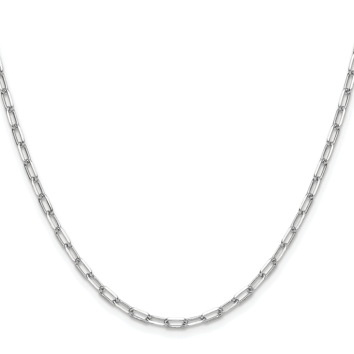 Gold (14K) Solid Beveled Paperclip Link Chain - 14k White Gold / 16 in / 3 mm