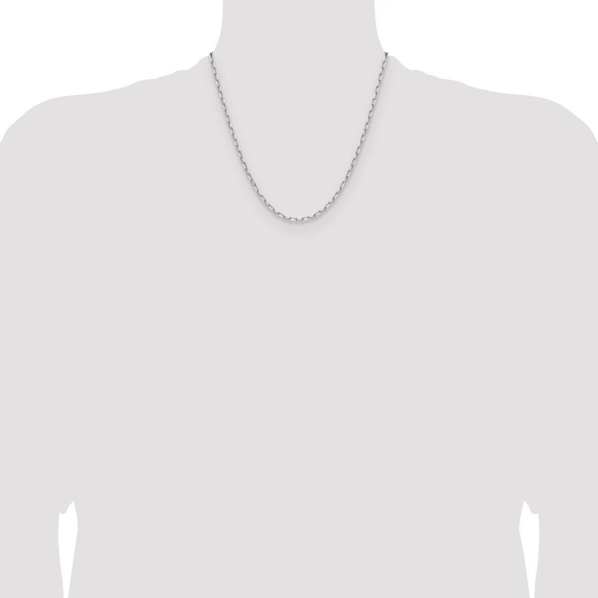 Gold (14K) Solid Beveled Paperclip Link Chain - 14k White Gold / 20 in / 3 mm