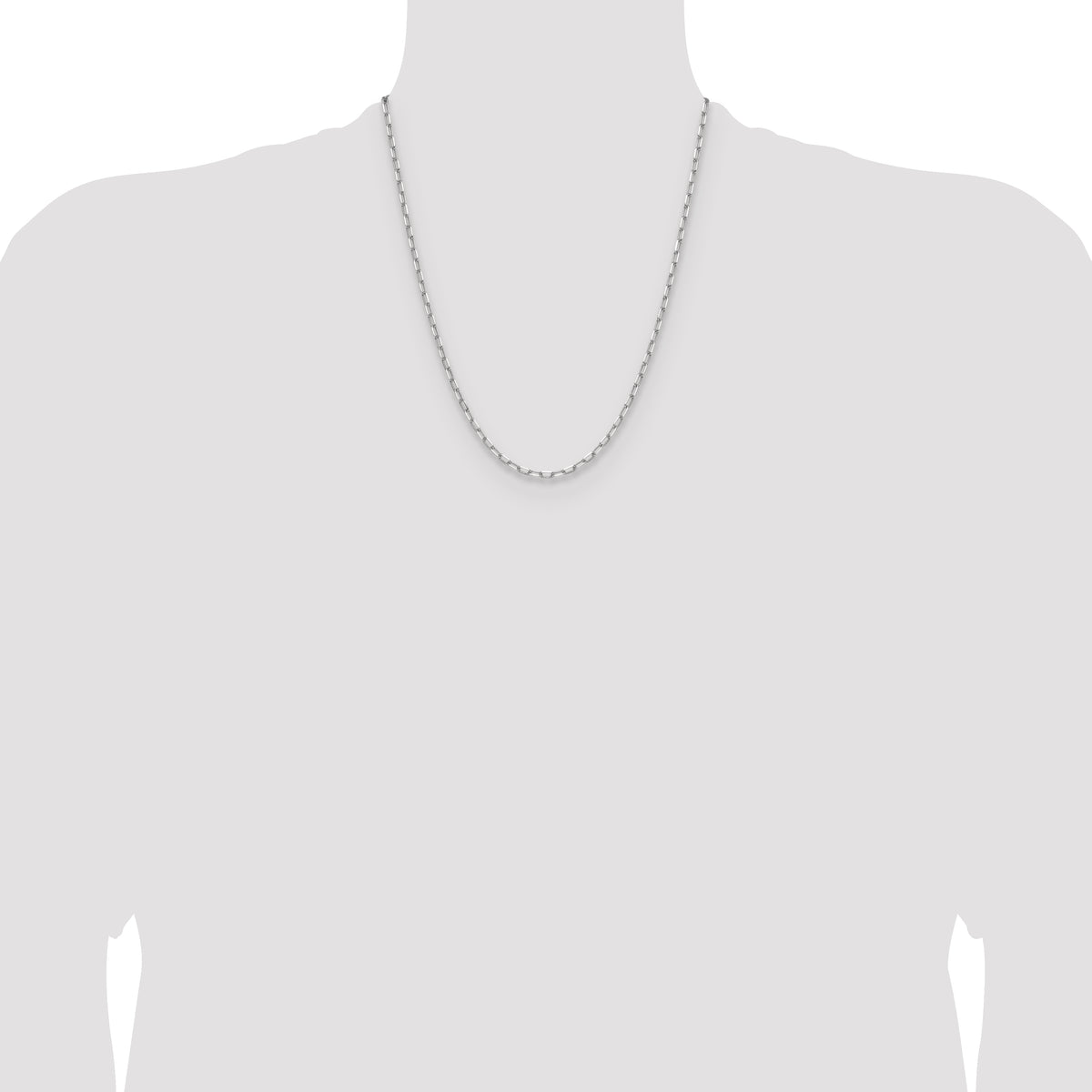 Gold (14K) Solid Beveled Paperclip Link Chain - 14k White Gold / 22 in / 3 mm