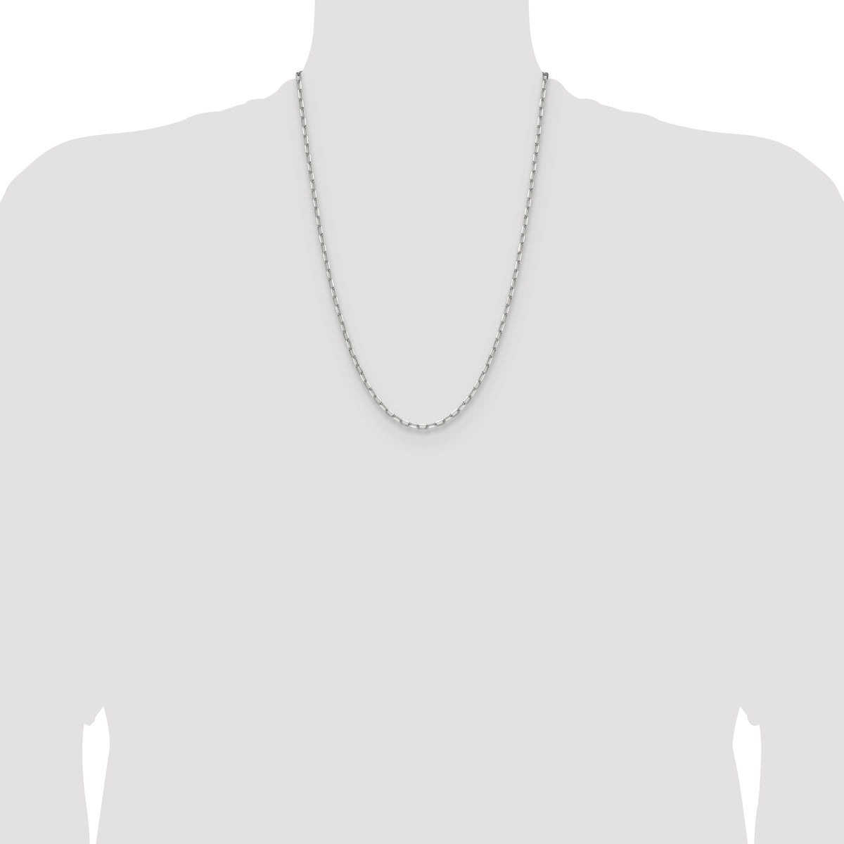Gold (14K) Solid Beveled Paperclip Link Chain - 14k White Gold / 24 in / 3 mm