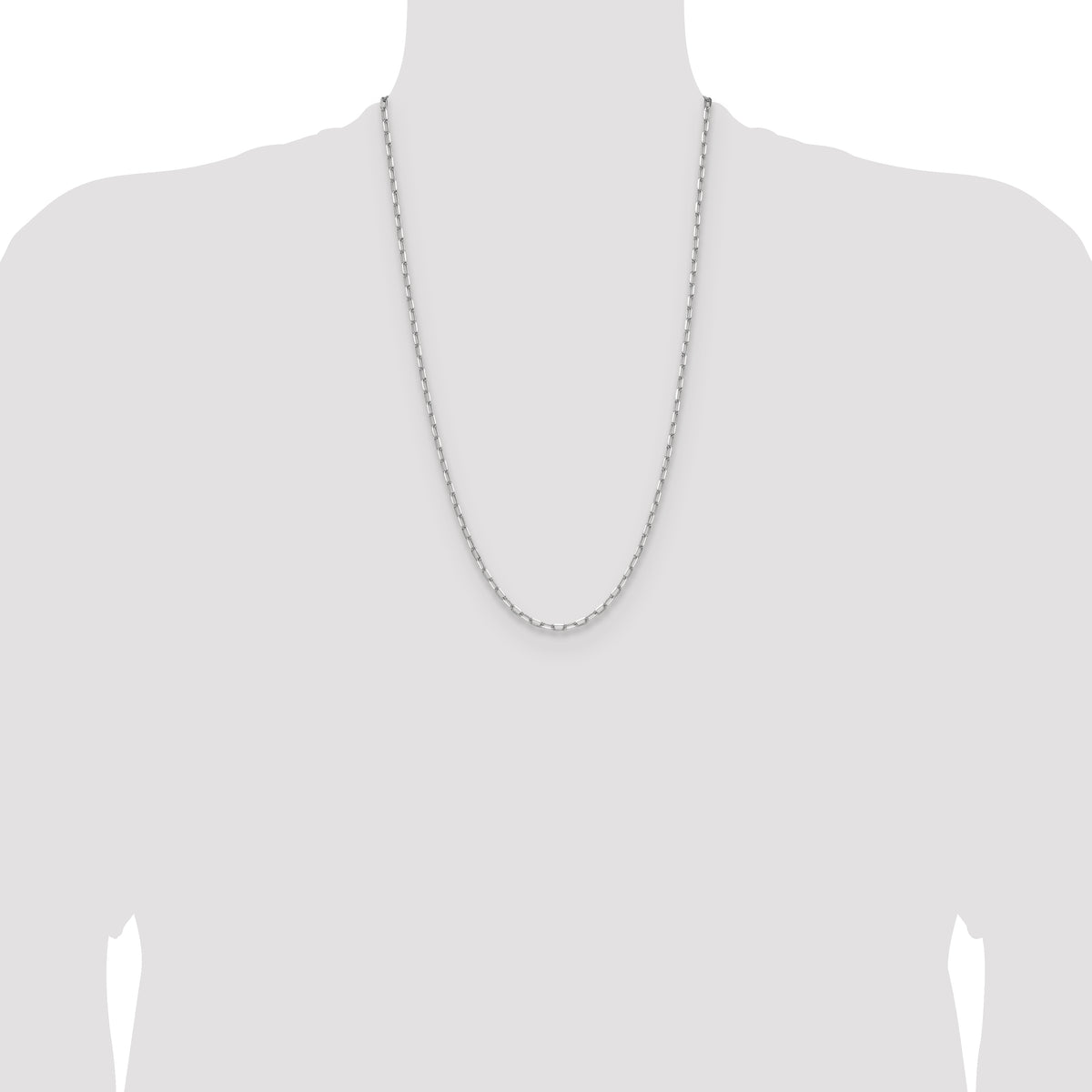 Gold (14K) Solid Beveled Paperclip Link Chain - 14k White Gold / 26 in / 3 mm