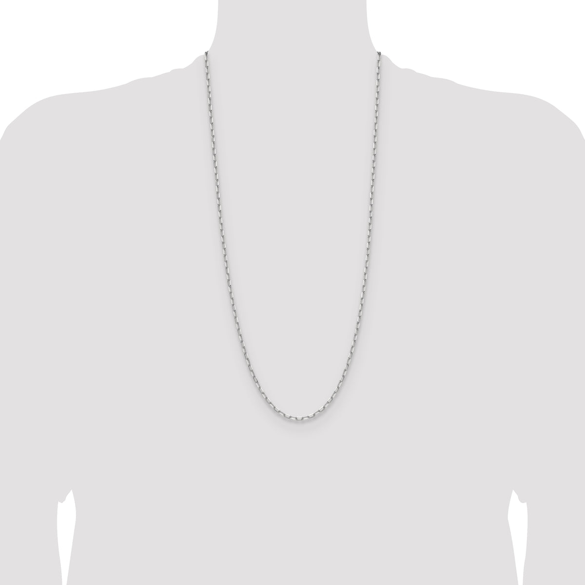 Gold (14K) Solid Beveled Paperclip Link Chain - 14k White Gold / 30 in / 3 mm