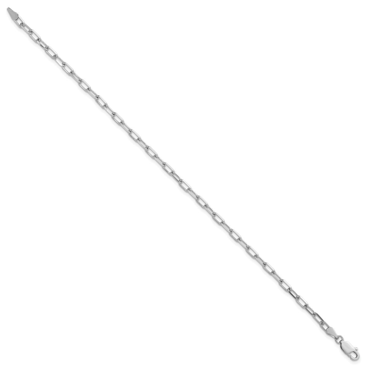 Gold (14K) Solid Beveled Paperclip Link Chain Bracelet - 14k White Gold / 7 in / 3 mm