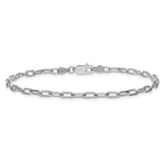 Gold (14K) Solid Beveled Paperclip Link Chain Bracelet - 14k White Gold / 7 in / 3 mm